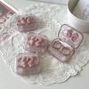 Transparent Bow Lenses Case Pink Eye Care Container Box Portable Cosmetic Contact Lenses Box