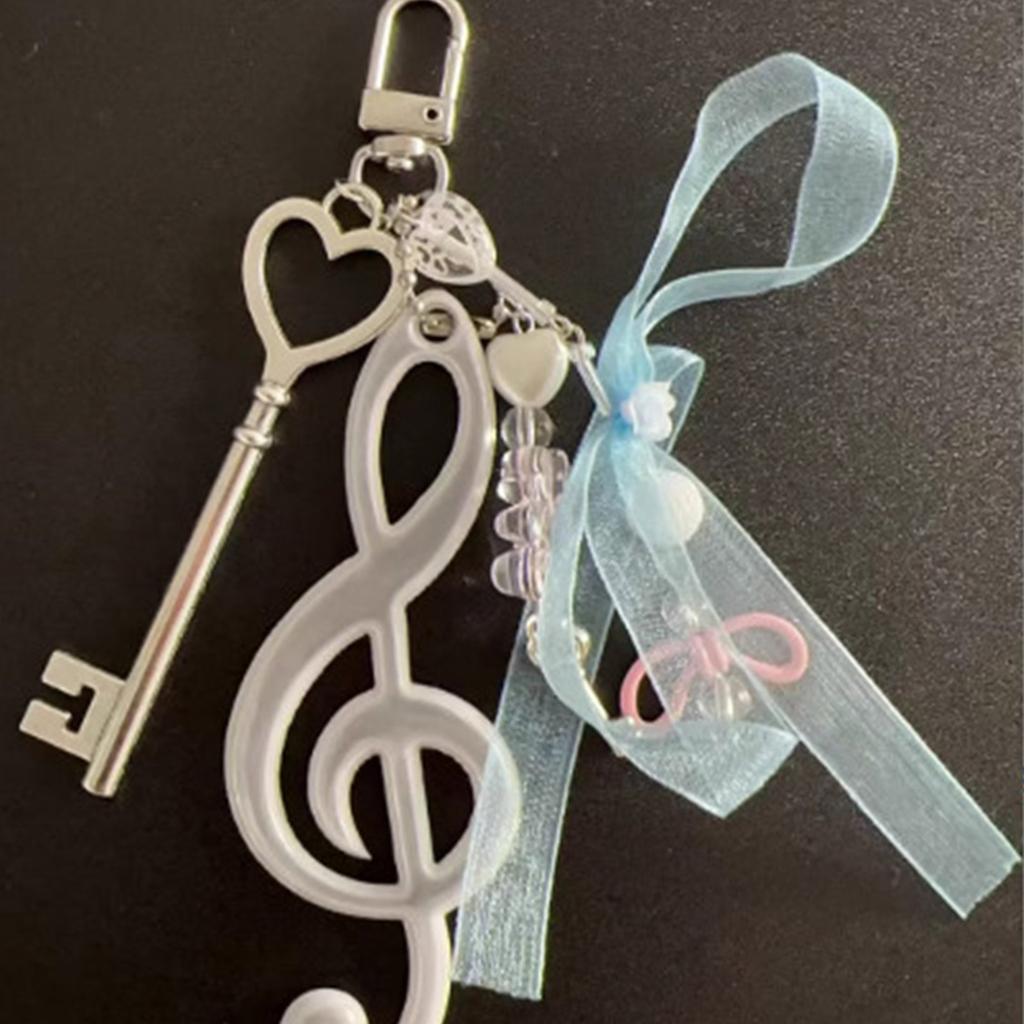 Creative Bowknot Keychain Music Note Pendant Resin Texture Suitable for Music Lovers and Cartoon Enthusiasts Present