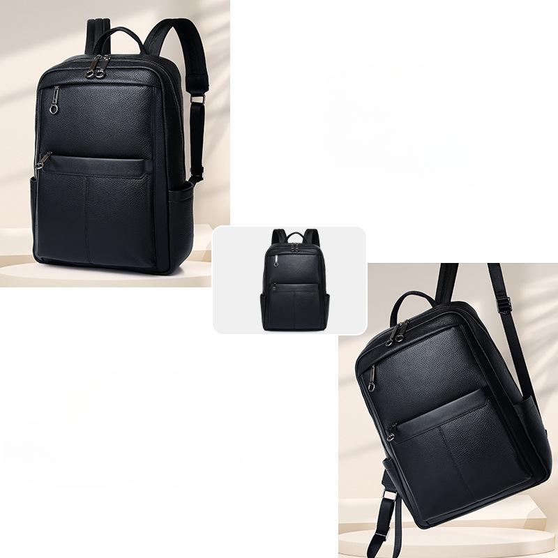 Lässiger Herrenrucksack, großer Business-Rucksack aus echtem Leder im Herrenstil mit einem Gefühl von Luxus