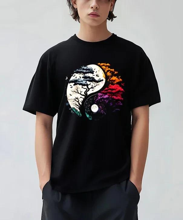 

Tree of Life Yin Yang Black T-Shirt Chinese Yin-yang Bagua Tai Chi Clothing Tops Men Clothing Streetwear Unisex - Men s Summe... S разноцветный