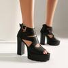 Women's High-heeled Sandals Spring and Summer New Sexy European and American Style Waterproof Table Thick-heeled Fish-mouth Shoes