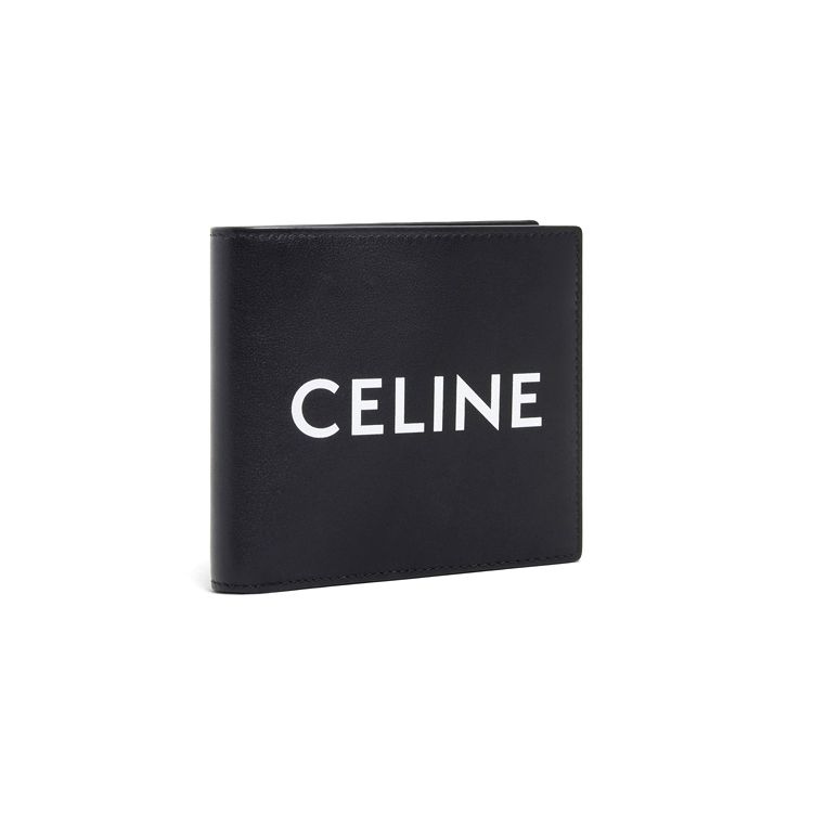 Celine Double Fold Letter Logo Smooth Cowhide Leather Coin Purse Men Wallet Black 10C873DME-38SI