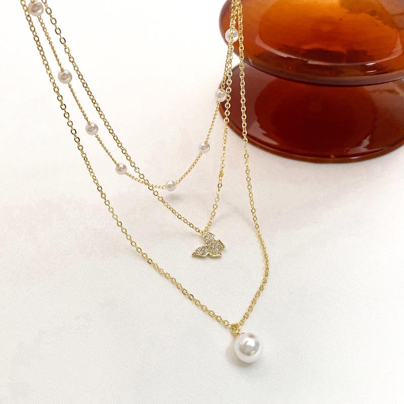 Butterfly Necklace with Mother of Pearl Pendant - Versatile High-End Sweater Chain for Autumn/Winter Jewelry