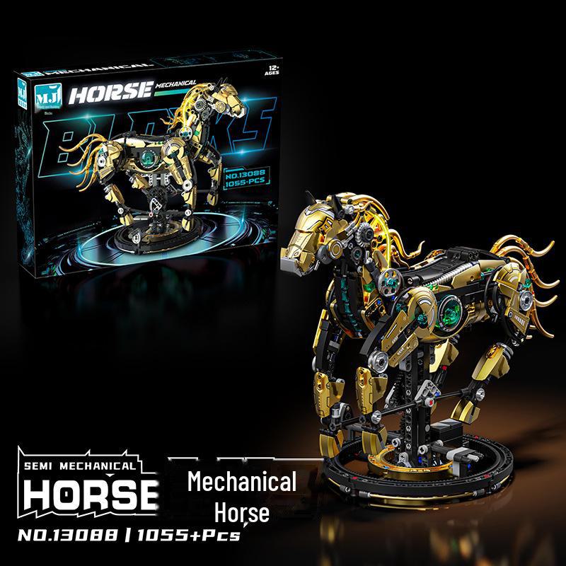 Lego-Compatible Mechanical Parrot, Shark, Whale, and Octopus Assembly Model Toys