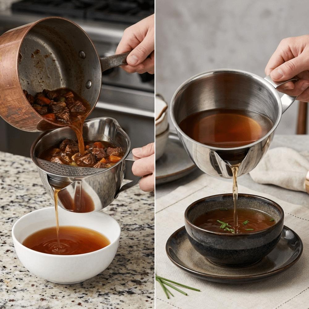 Rustless Steel Filter Bowl Precision Fat Separator Safe Separation Cup Soup Making