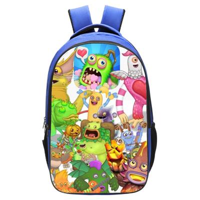 School Bag Monster Choir School Bag, Blue 16 Inch 13 Elementary School Backpack