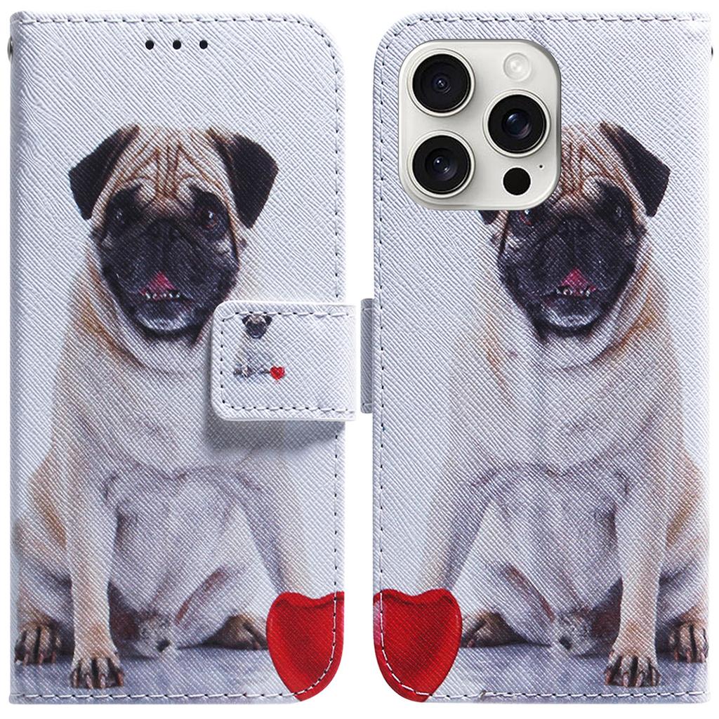 Etui portfelowe na iPhone 16 Pro Max ze wzorem, skórzane etui na telefon z nadrukiem