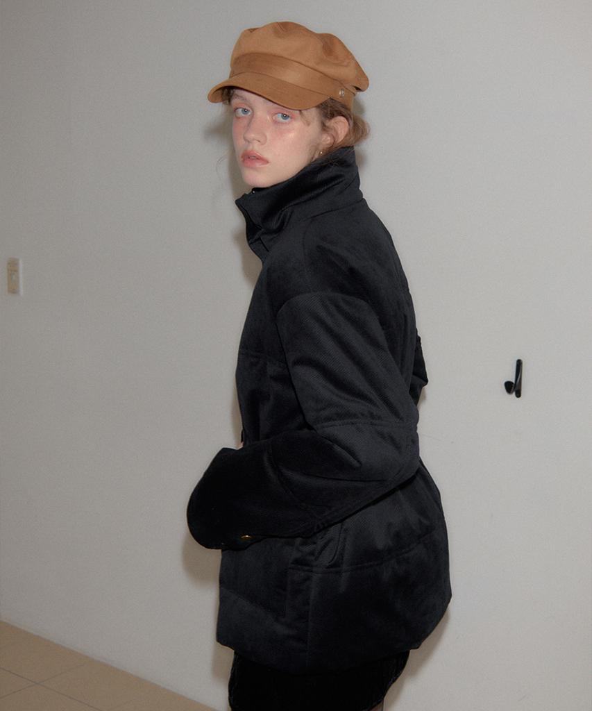 SALON DE YOHN Suede Button Hat_ Camel
