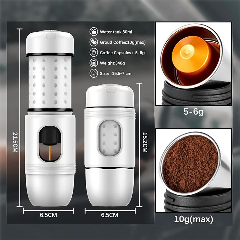 STARESSO Mini Travel Coffee Maker,2IN1 Portable Espresso Machine,Travel Gadgets Perfect for Travel,Camping,Hiking