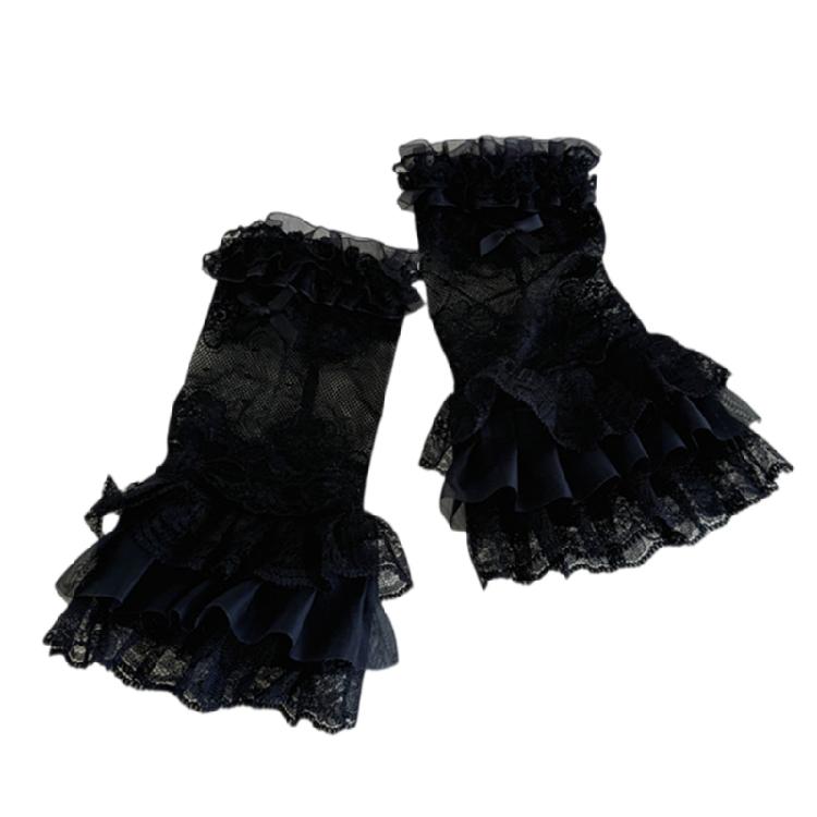 Delicate Rhinestones Embroidered Gloves Soft Nylon Arm Sleeves For Daily Fashion Evening Event