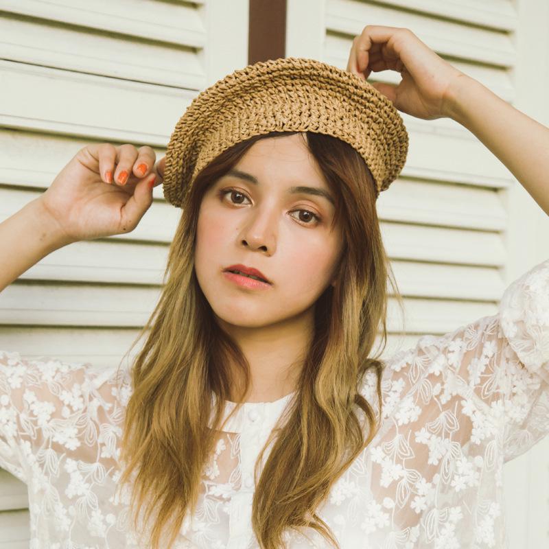 Handmade Retro Straw Beret: Breathable Korean-Style Summer Hat for Women