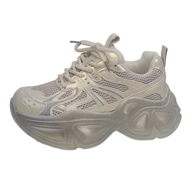 SyfIyno NEW Women's Shoes Mesh Shoes Comfy High Brand Summer Lace Up Chunky Sneaker Women's Casual Shoes