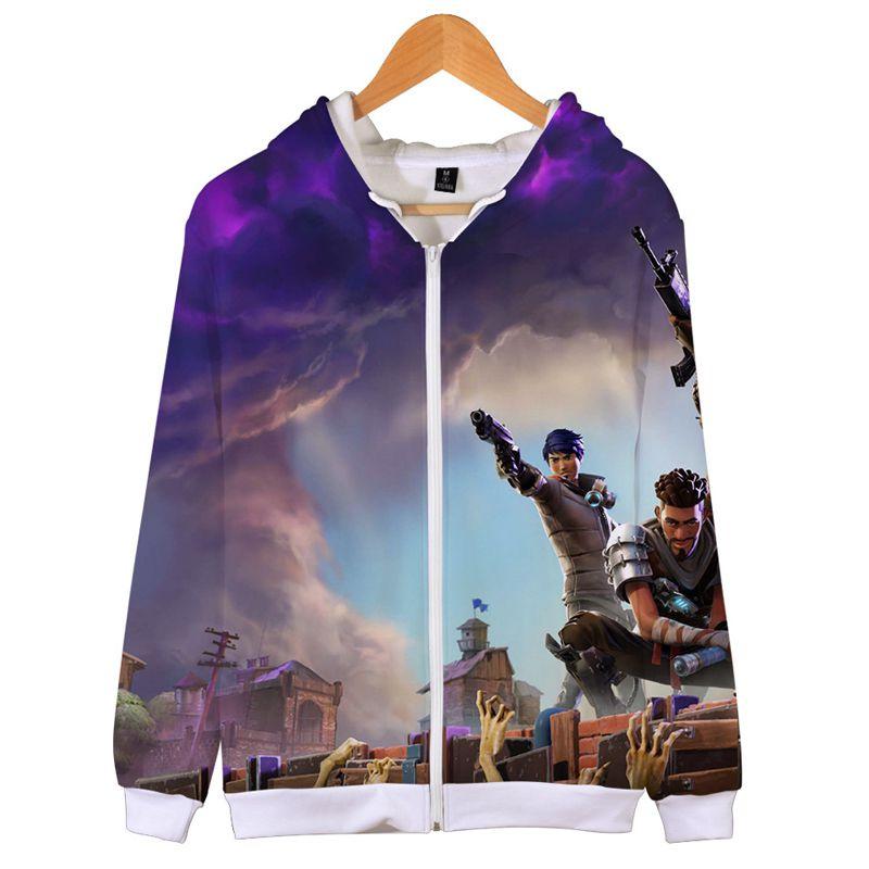 Fortnite Hoodie 3d Print Zipper Sweatshirts Battle Royal Cosplay Costume