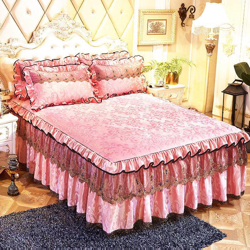 3 Pcs Bedding Set Luxurious Bedding Cover Set Warm Bedspread On The Bed Heightened Bed Skirt for Queen/King Size with Pillowcase