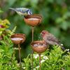 Vintage Weathered Rain Collectors Long Stem Rusty Bird Feeder Metal Bird Bath  Outdoor Garden