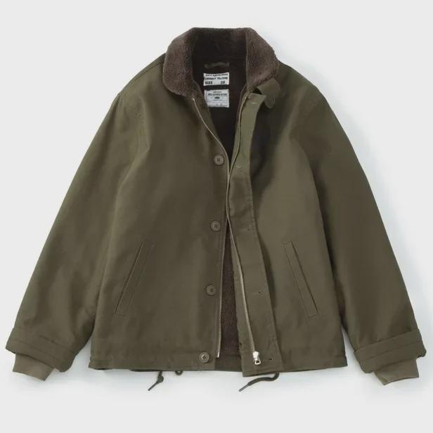 

Мужской палубный костюм Amei Khaki N1, пальто из овчины и хлопка в стиле ретро с бархатной подкладкой XL (42)