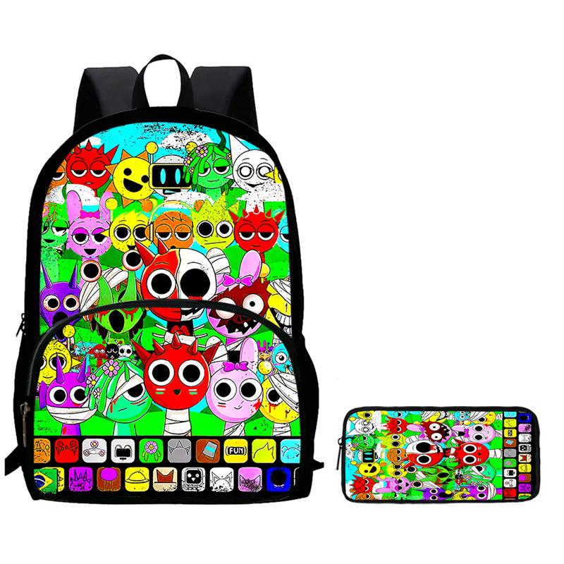 Rhythm Box Sprunki Spel Anime Rugzak Student Schooltas Computer Tas