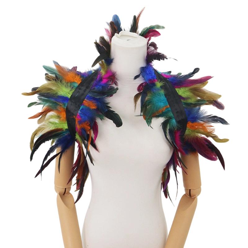Mantello Piumato Gotico da Donna - Elegante Sciarpa da Spalle per Costume di Halloween