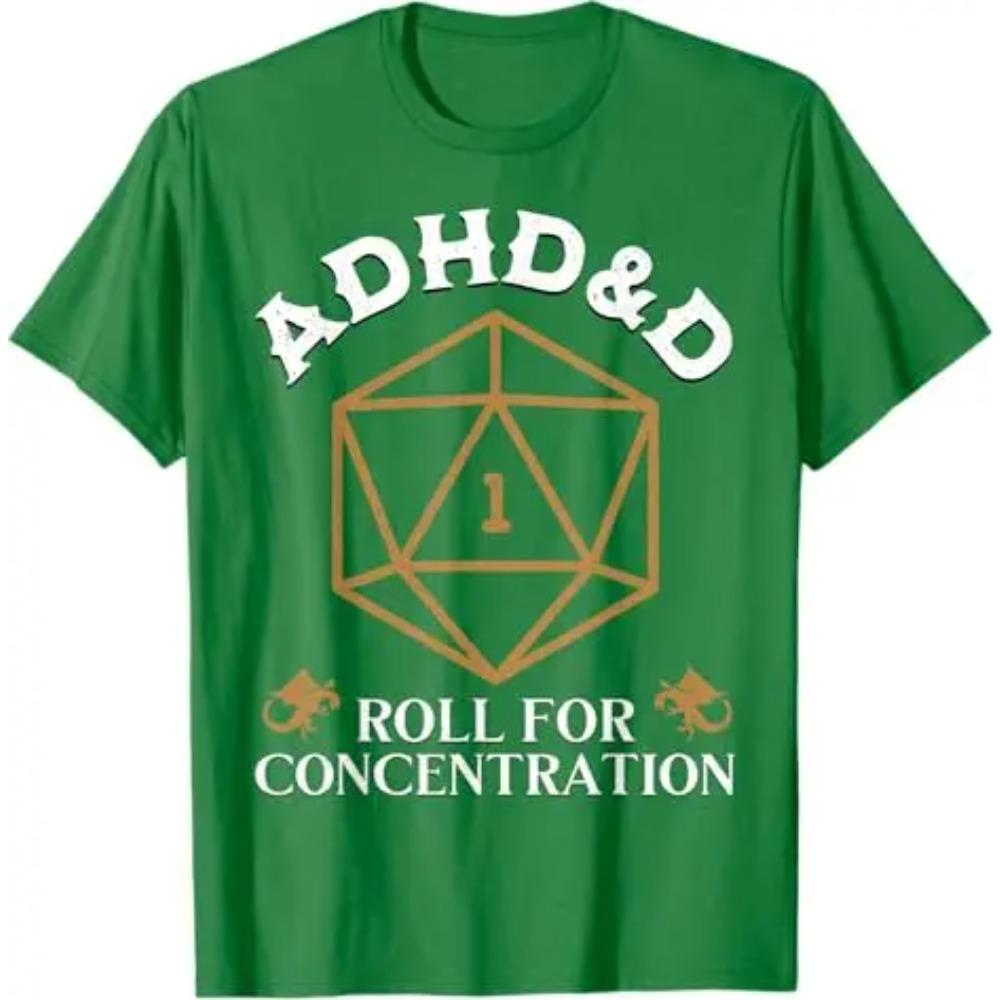 Vintage ADHD&D Roll for Concentration DnD Men Women T-Shirt RPGs Gamer Graphic Outfit Funny Saying Tee Short Sleeve Blouses Gift