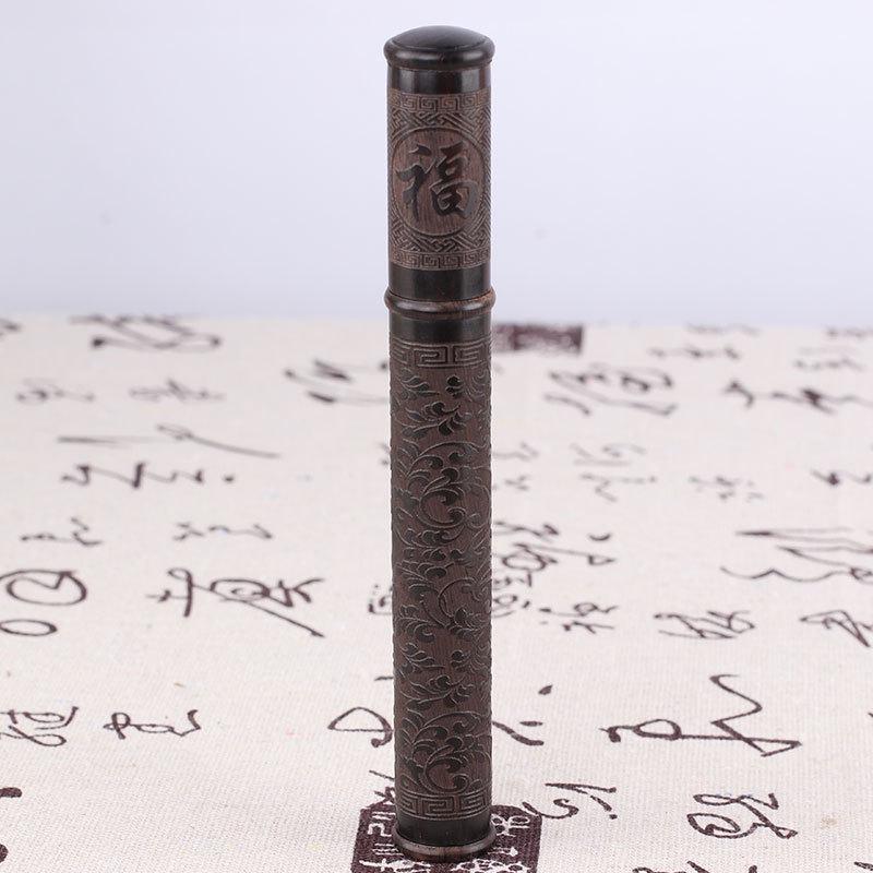 Ebony Carved Short Incense Stick Holder - Solid Wood, Sandalwood & Rosewood for Home or Travel.