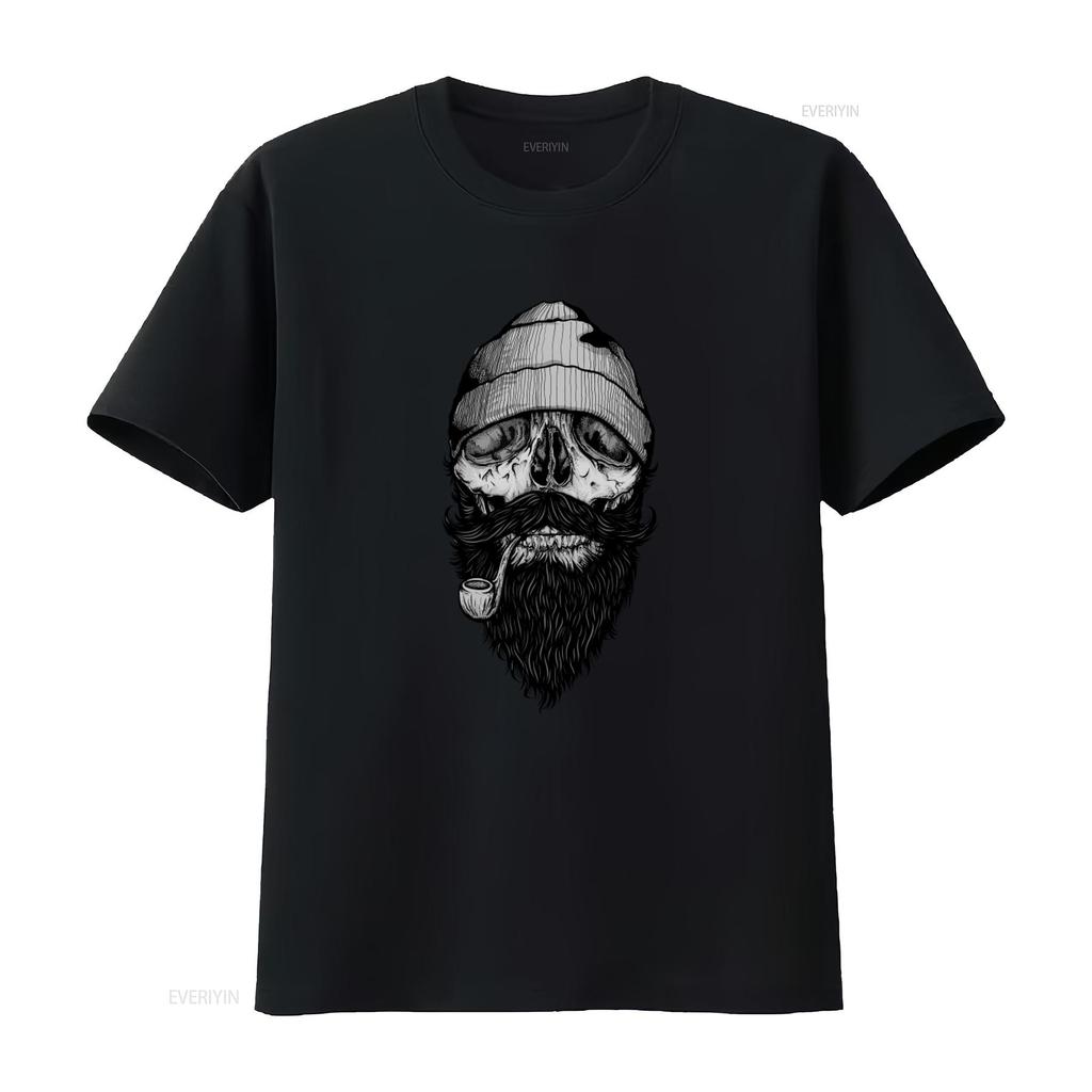 Unisexs Bone Sailor Skull Beard Pipe T Shirt Fun Design Sizes Small To 4xl Vintage Fashion Designer Clothes