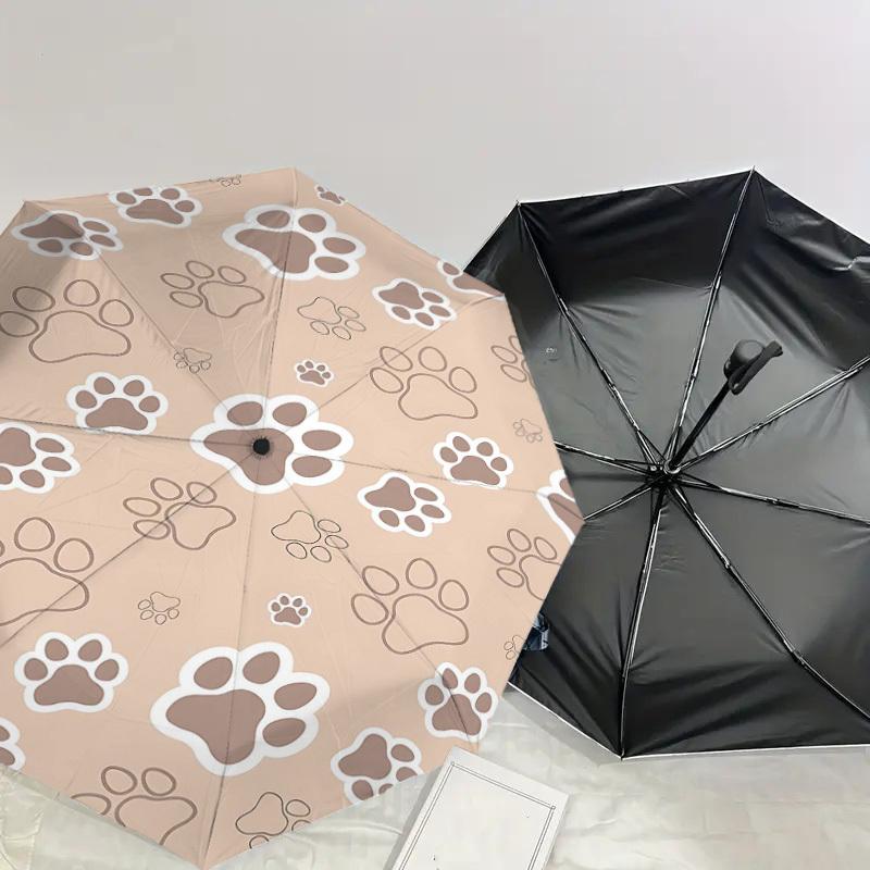 1PC Paw prints Umbrella-8-Rib Reinforced Portable Folding Travel Suitable for All Seasons Outdoor Daily Use-J372