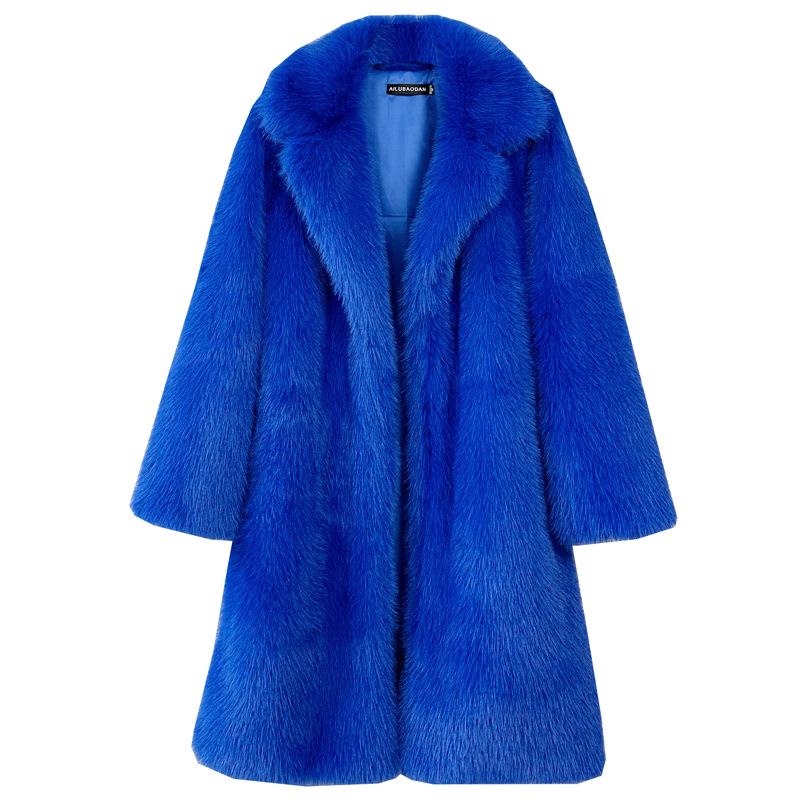 Women's Faux Fur Medium-Length Suit Collar Winter Overcoat
