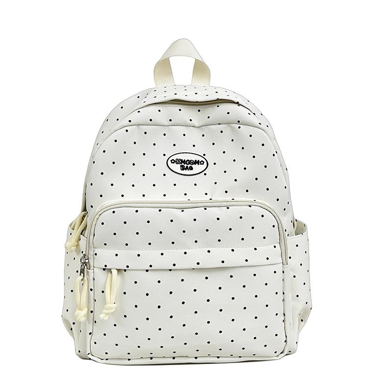 Schoolbag Polka Dot Cute Backpack Japanese ins Simple Versatile Backpack Women's Light Commuter Leisure Travel Student School Bag