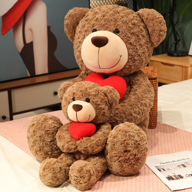 Red Love Heart Teddy Bear Plush Toy Cute Brown Bear Stuffed Plushies Throw Pillow Wedding Ornament Valentine's Day Gift For Girl