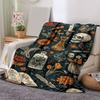1pc Skull Printing Lightweight Flannel Blanket, Comfortable and Warm Blanket, for Camping Sofa Bed and Couch Office, In All Seasons
