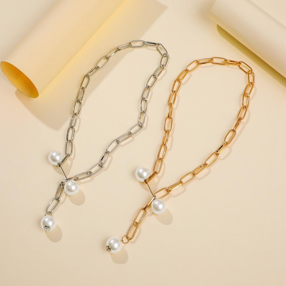 Women's Necklace All-match Adjustable Pearl Brooch Style Pendant Necklace