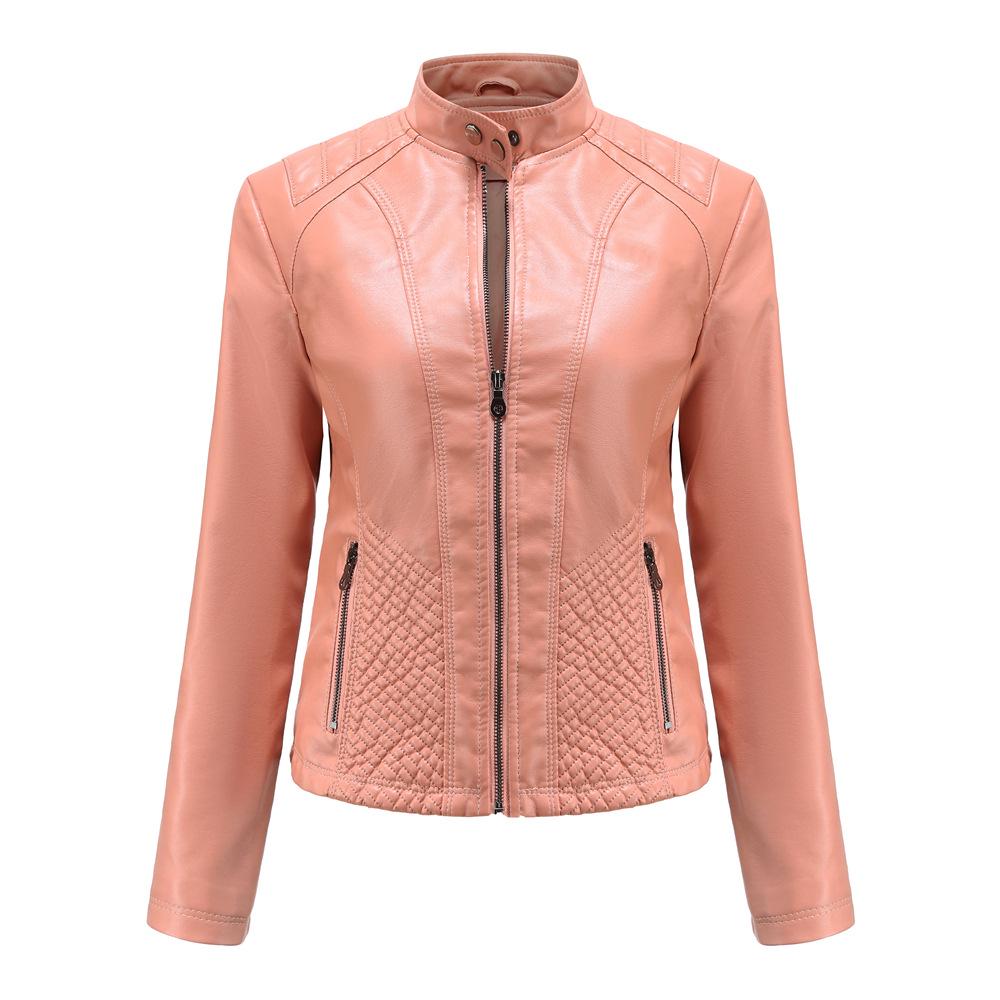 Women's Autumn & Winter Casual Leather Jacket - Simple European/American Trend Thin Coat, Long Sleeve Motorcycle Style