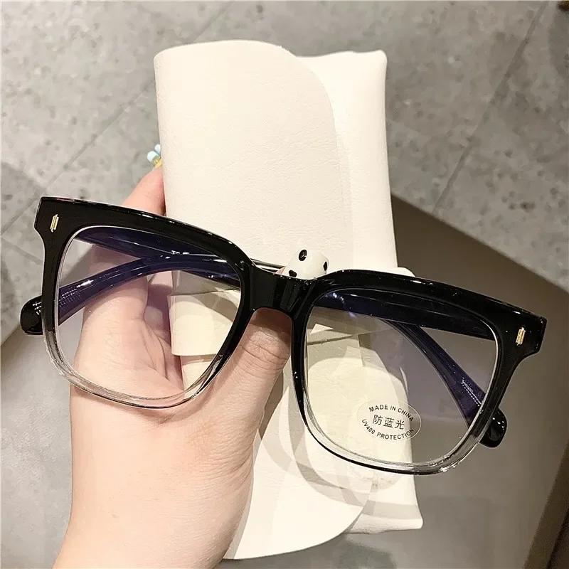 Oversized Frame Women Men Myopia Glasses Fashion Trend Near Sight Eyeglasses Diopter To -4.0 Anti Blue Light Short Sight Eyewear