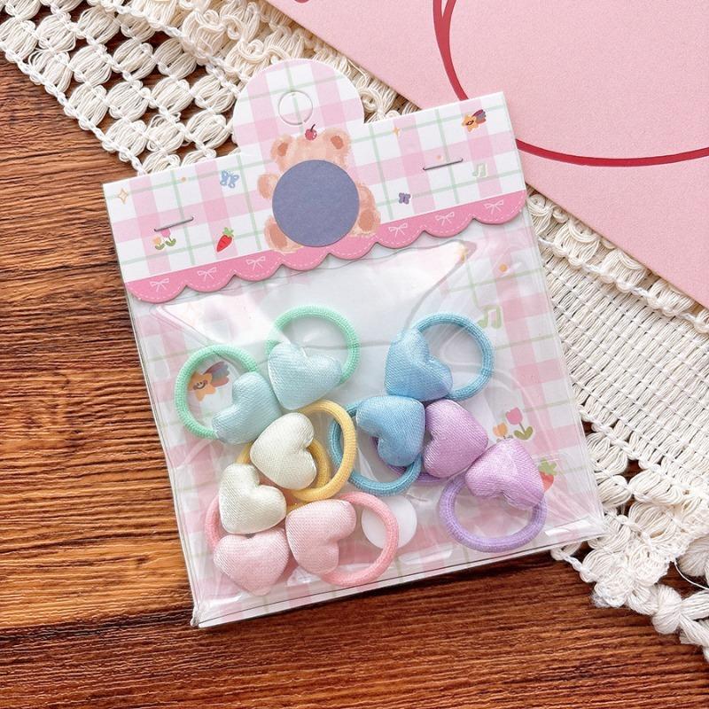 5/10 Stück Kinder Kleine Gummibänder Herz Schleife Mini Mädchen Haarseile Bänder Baby Mädchen Süße Haarbänder Kopfschmuck