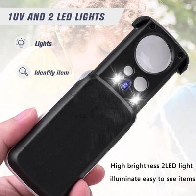 Jewelry Loupe Magnifier With LED UV Light 30X 60X 90X Jewelers Eye Magnifying Glass Fold For Gems Stamps Coins Stamps Watches