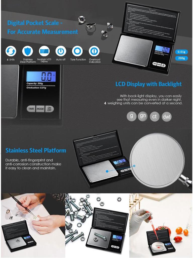 High Precision Mini Jewelry Pocket Scale for Gold and Carats