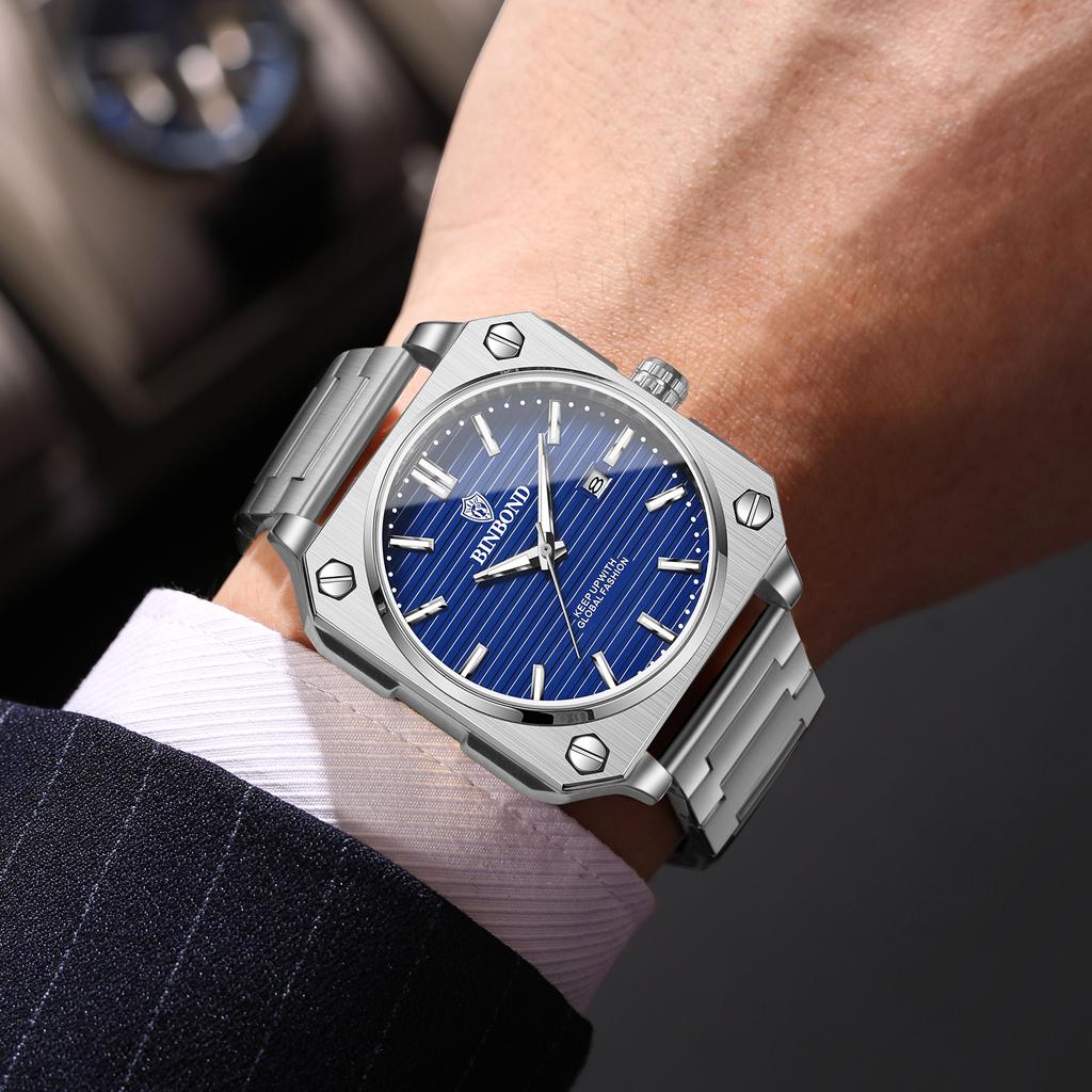 BINBOND Orginal Luxury Quartz Wristwatches For Men Luminous Waterproof Auto Date Men's Watch Casual Reloj Gift For Him