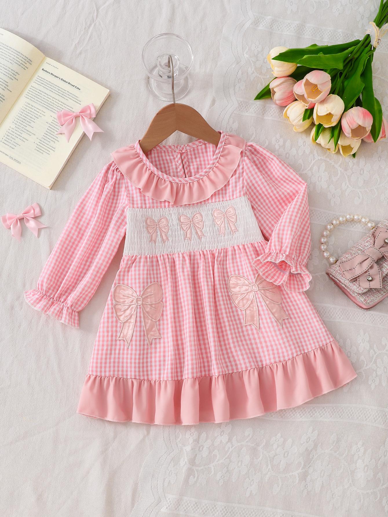 Очаровательное розовое платье для девочки с вышивкой-бантом 3-4 Years розовый
