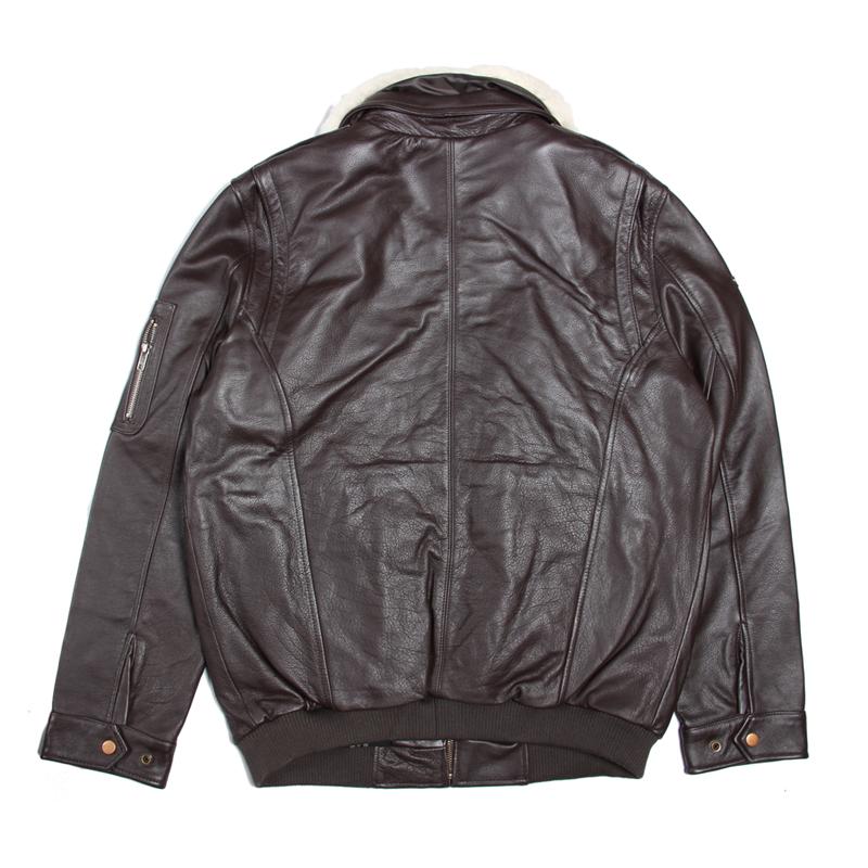 Čínská velikost MAPLESTEED Genuine Leather Jacket Pánská pilotní bunda Letecký kabátek 100% hovězí kůže kožešinový límec pánská kožená bunda zimní 177