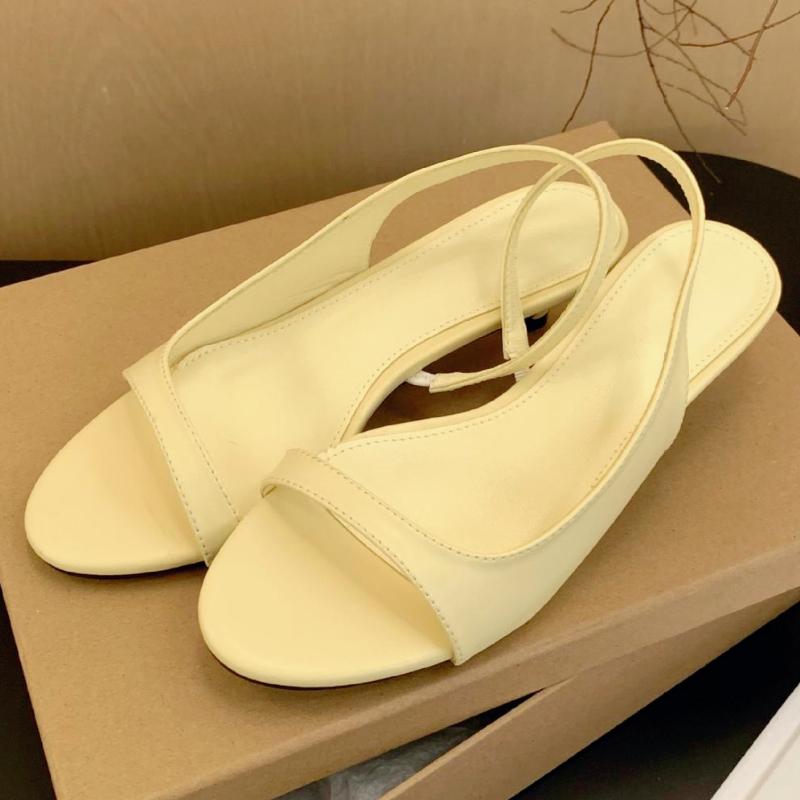 

Fashion Fashion Round Toe Kitten Heel Sandals Women Summer Open Toe Back Strap Design Slide Sandals Elegant Comfort Shallow Roman Shoes 39 жёлтый