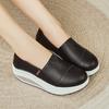 Women Platform Loafers Students Casual Black Leather Elevator Shoes Thick Sole Height Increase White Sneakers