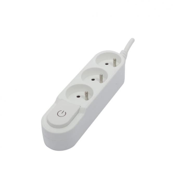 CHACON Power Strip 3 Sockets 16 A with Switch, 1.5 M Cable HO5VV-F 3x1.5 Mm² White
