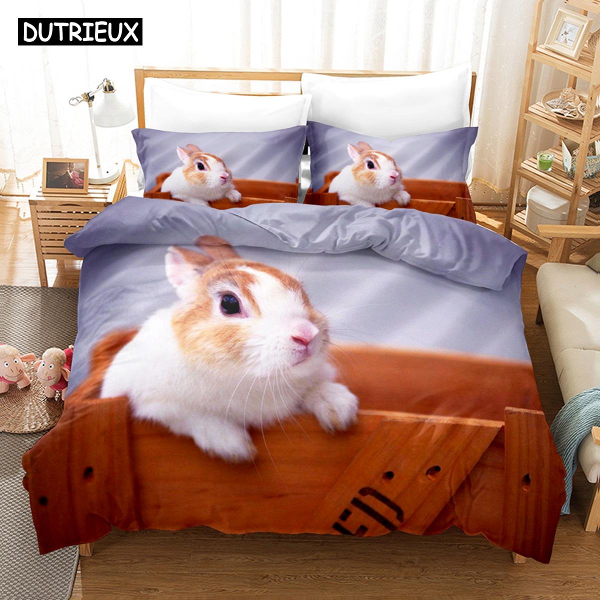 

3D Надрукований Великодній Заєць Кролик Постільна Білизна Набір Пухова Ковдра Підодіяльник З Наволочкою Двоспальний Односпальний Королівський EU King(240x220cm)