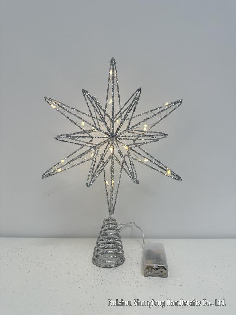 Wrought Iron Luminous Glitter Treetop Star Christmas Decoration