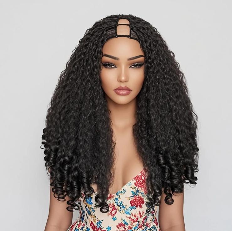 Wig Factory European and American Black VPART Curly Wig for Women Synthetic Classic for Afro Kinky Curly Women Long s (as the picture,22 )
