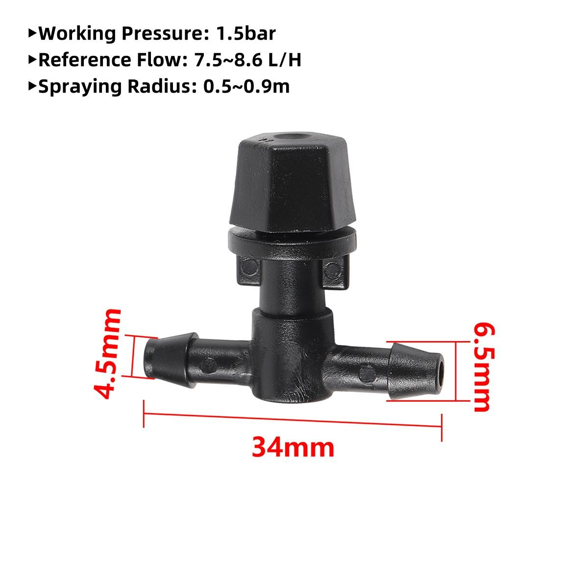 

10Pcs Adjustable Atomization Nozzle & 4/7mm Interface Tee Joint Garden Lawn Irrigation Misting Cooling Disinfection Sprayer Head чорний