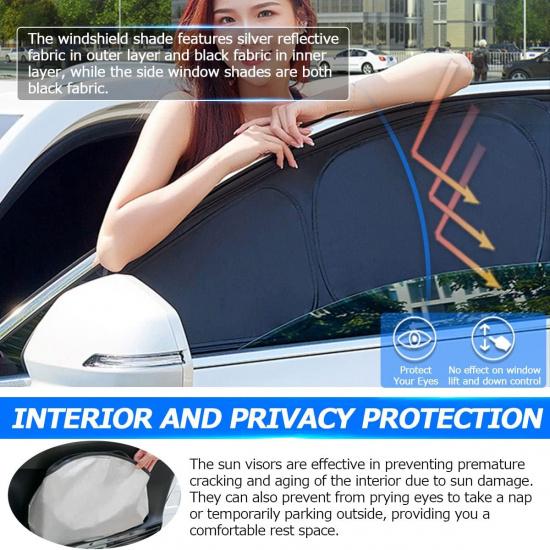 Karltys 3PCS Front And Side Windshield Sun Shade For 2015-2024 2025 Jeep Renegade, Reflective Window Sunshade Fit Renegade, Foldable Sun Shield Sun