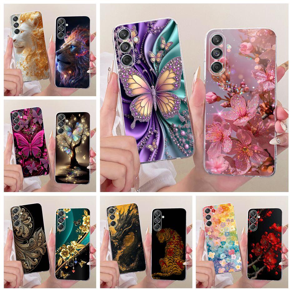 Etui do Samsung Galaxy M55 SM-M556B Nowe Kwiaty Motyl Malowane Pokrowiec Miękki Silikonowy Etui Do Samsung M55 M 15 Galaxy M15 Torby
