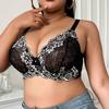 Sexy Deep V Embroidered Pattern Bra Push-Up Side-Tapered Thin Underwear