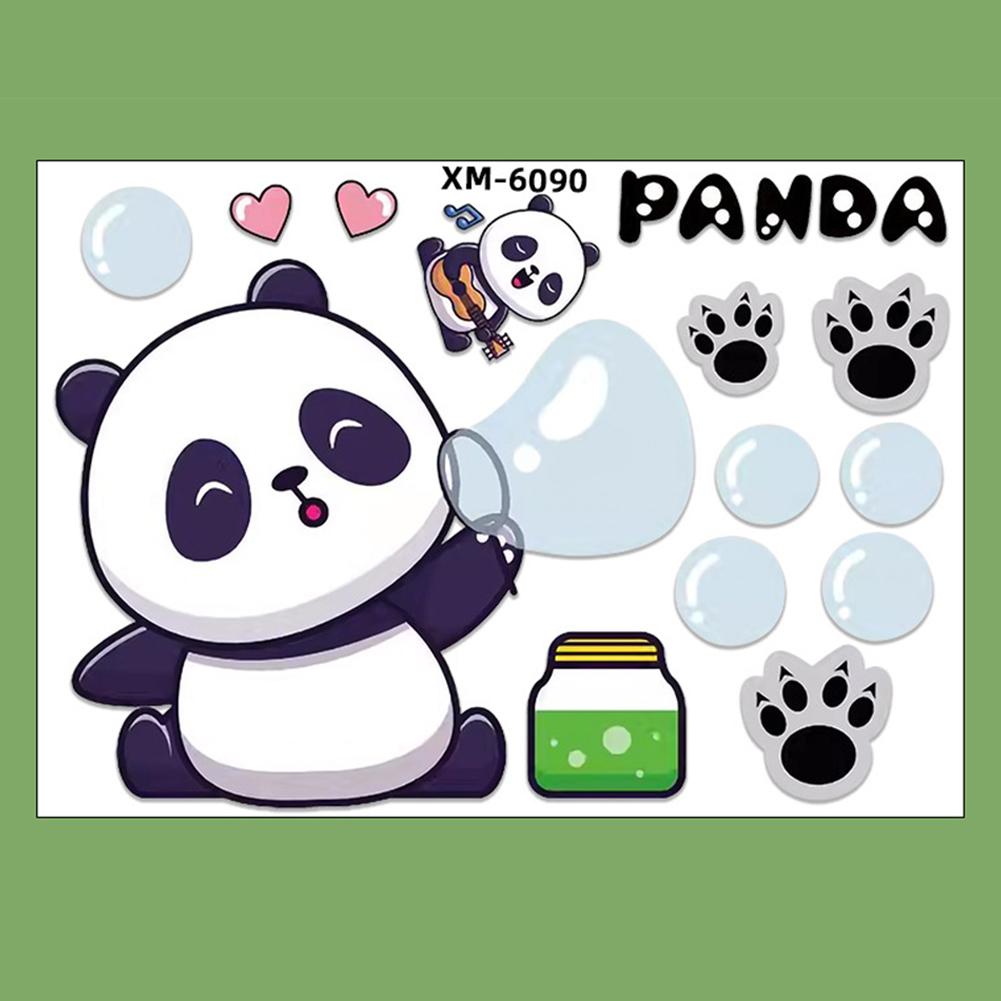 1Pc Motorcycle Bicycle Decal Helmet Car Waterproof Decals Lovely Pandas Night Sign Stickers Creative Exterior Decor Accessories